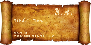 Mikó Abod névjegykártya